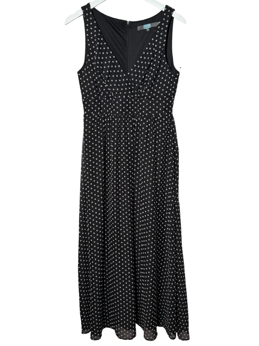 Eva Franco Dainty Floral Clipot Maxi Dress Size 10P Black White - Picture 3 of 10